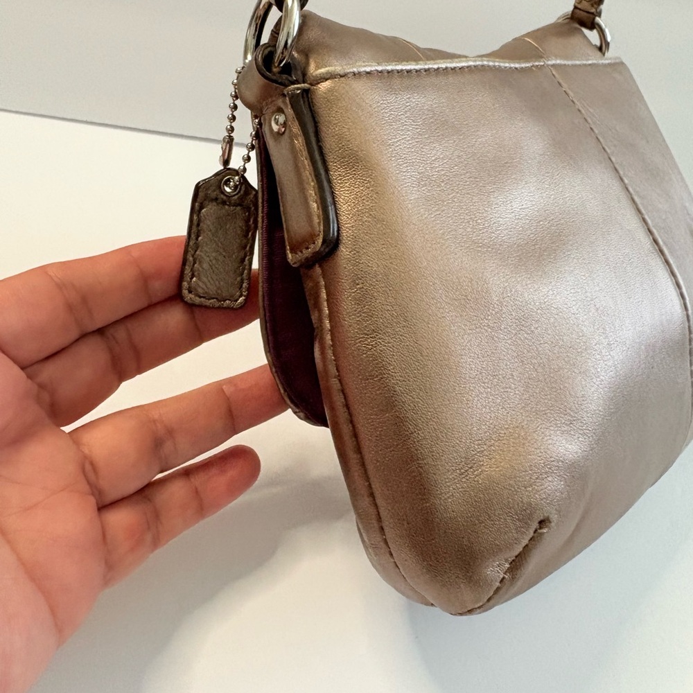 Coach SoHo Crossbody Bag Purse Gold Metallic Flap 45664 EUC - Picture 8 of 17